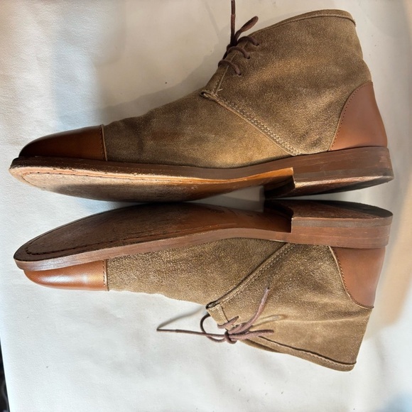 BOBBIES Sz 41 Tan and Brown Suede Lace Up Ankle Boots Made in Portugal - Picture 3 of 10